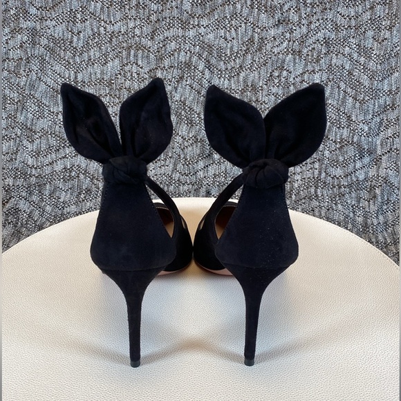 Aquazzura Bow Tie Pump 85mm Heels Black Size 36 - Picture 9 of 14